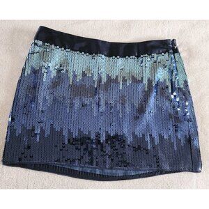 Express Womens Mini Skirt Blue Ombre Sequins All Over Size 10